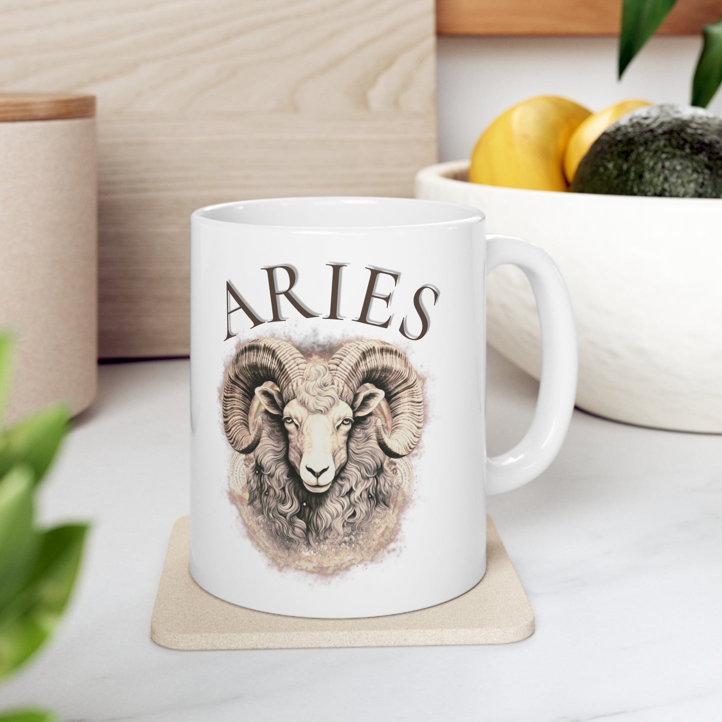Aries Zodiac Sign Mug - 2 Side Pencil Line Art