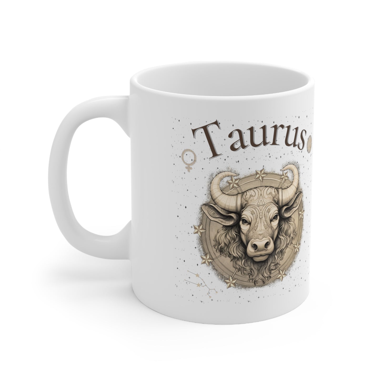 Taurus Zodiac Sign Mug - 2 Side Pencil Line Art