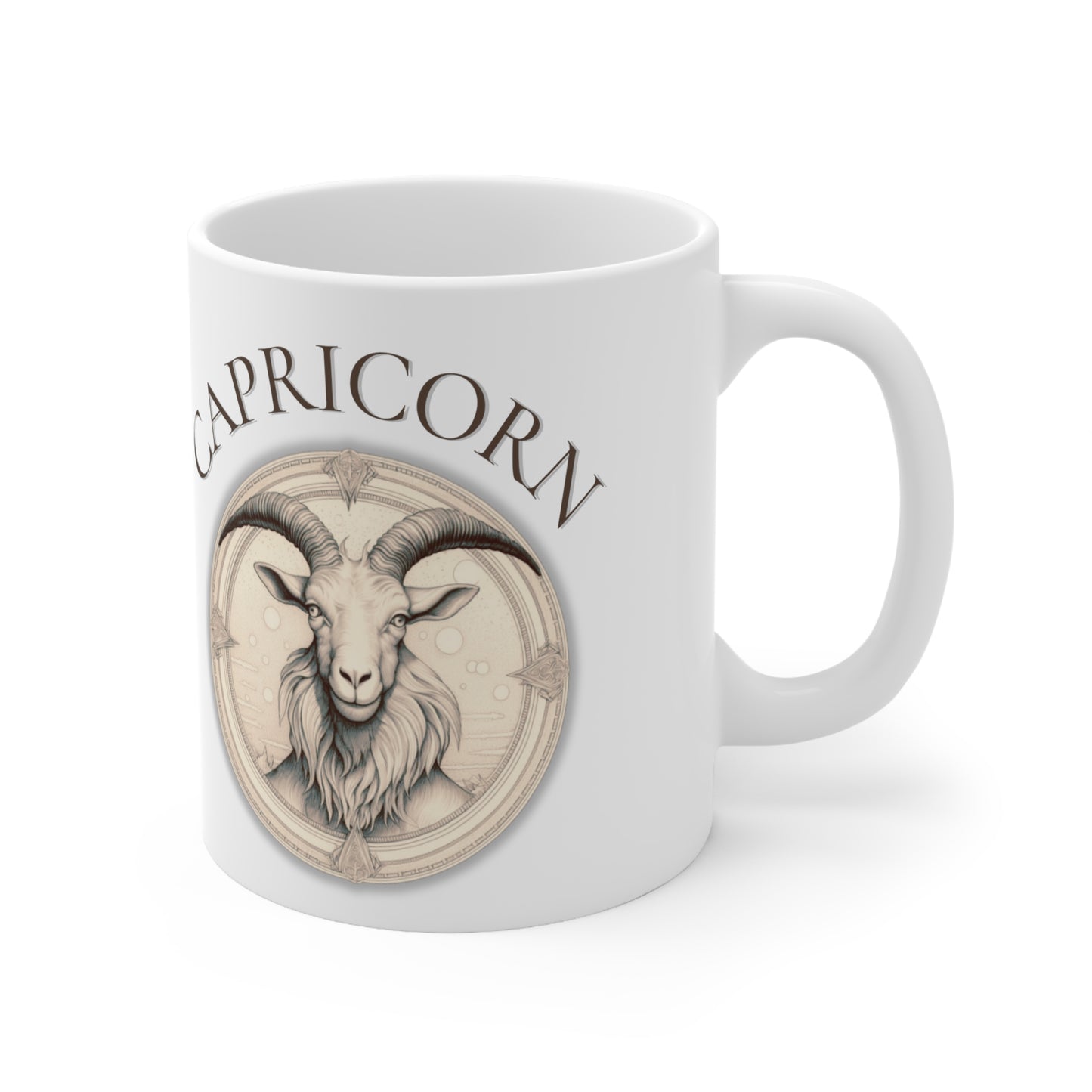Capricorn Zodiac Sign Mug - 2 Side Pencil Line Art