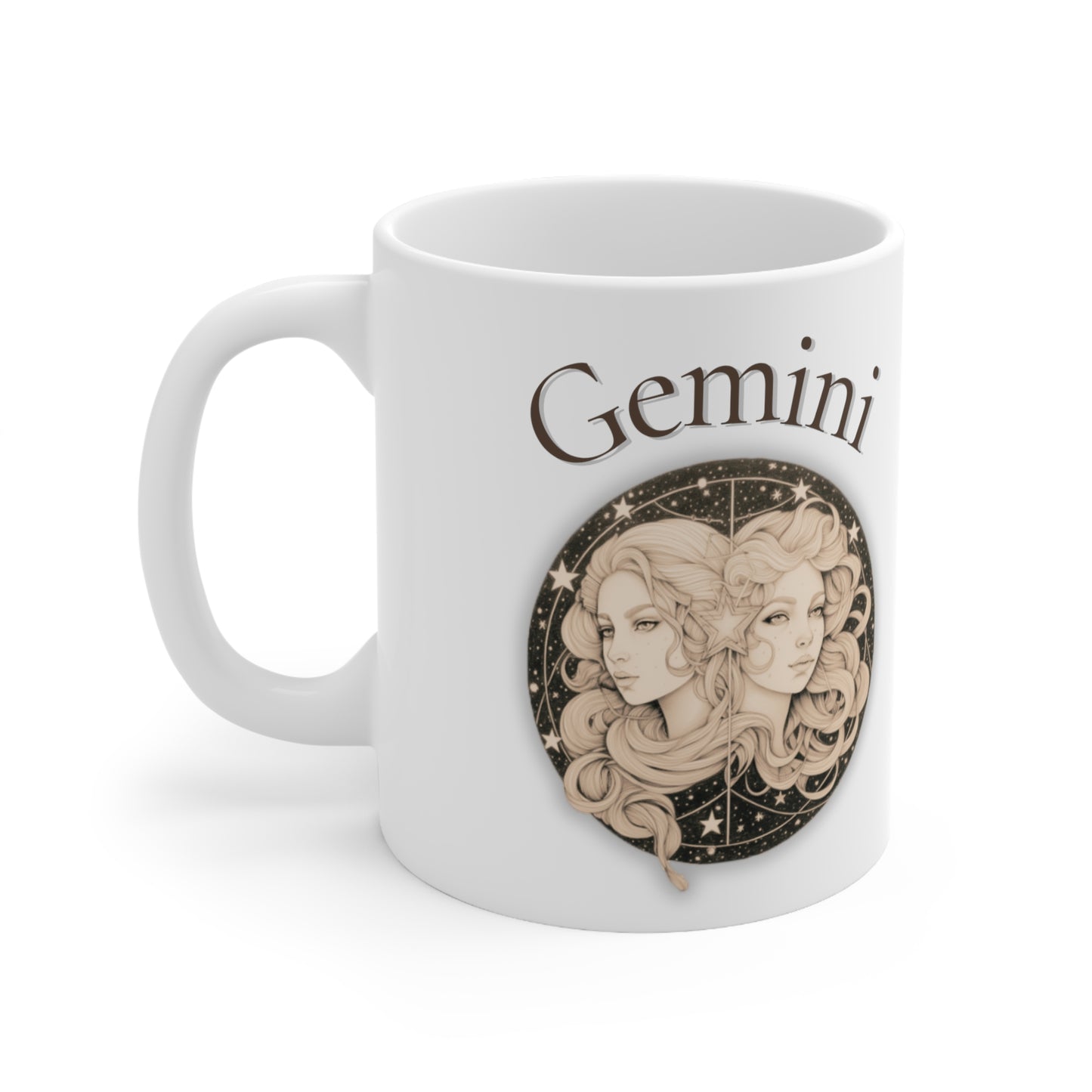 Gemini Zodiac Sign Mug - 2 Side Pencil Line Art