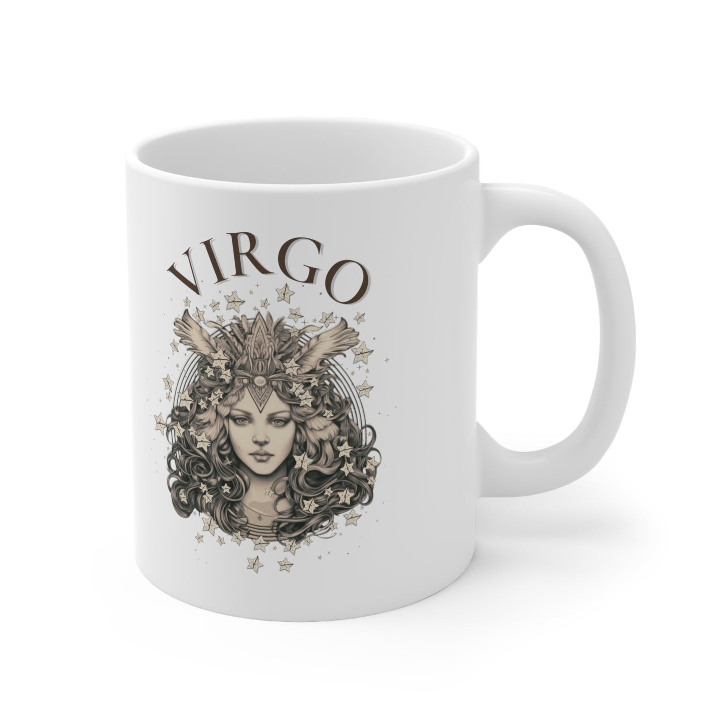 Virgo Zodiac Sign Mug - 2 Side Pencil Line Art