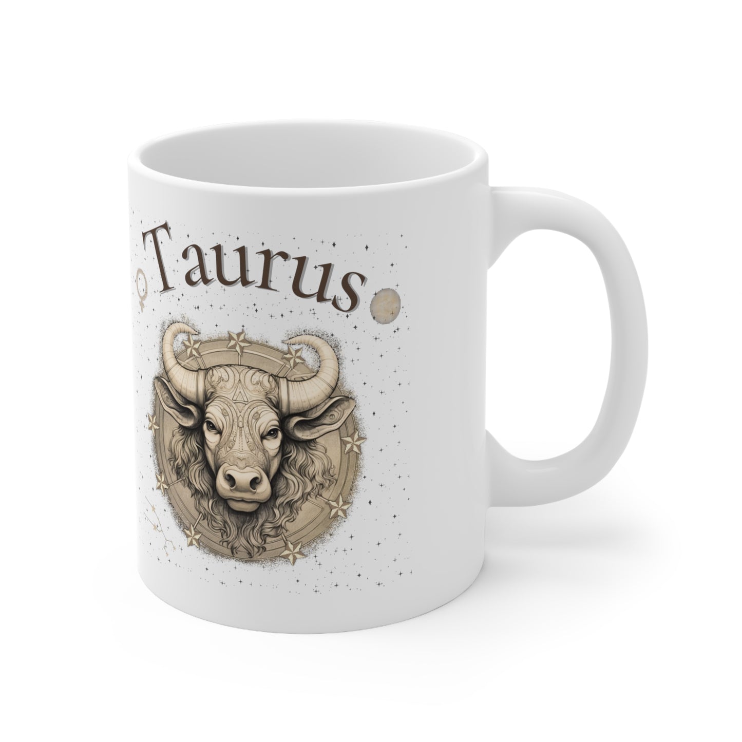 Taurus Zodiac Sign Mug - 2 Side Pencil Line Art
