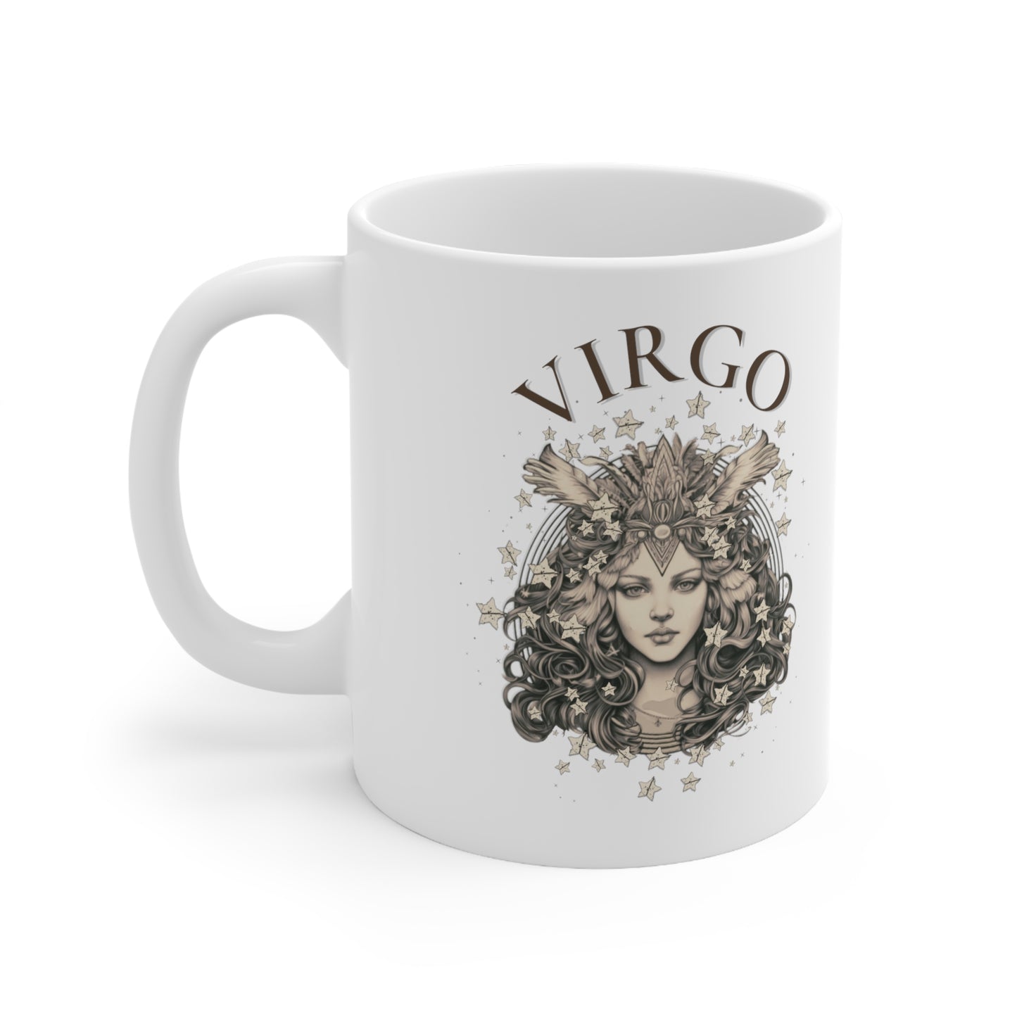 Virgo Zodiac Sign Mug - 2 Side Pencil Line Art