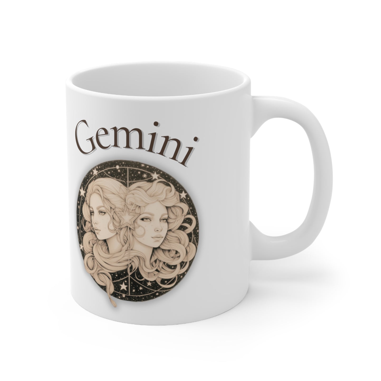 Gemini Zodiac Sign Mug - 2 Side Pencil Line Art